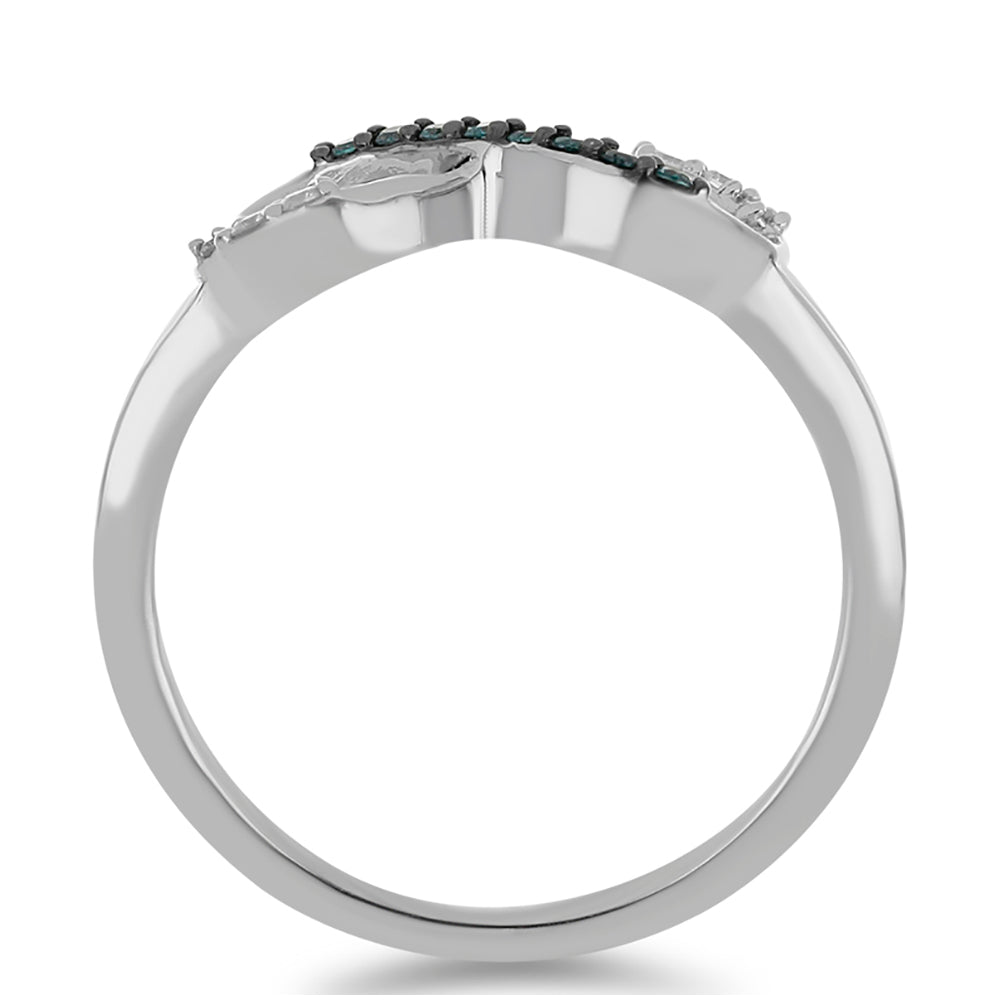 Strieborný Prsteň s Modrým Diamantom a Bielym Diamantom 2 