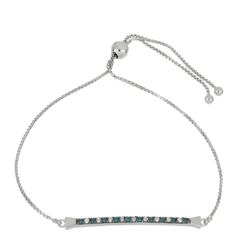 Strieborný Náramok s Modrým Diamantom a Bielym Diamantom 1 