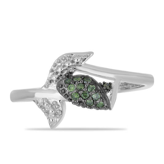 Strieborný Prsteň s so Zeleným Diamantom