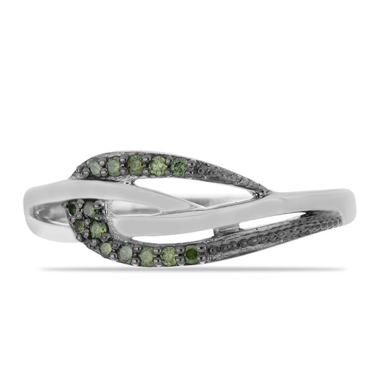 Strieborný Prsteň s so Zeleným Diamantom