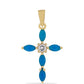Kríž Pozlátený Strieborný Prívesok s Etiópskym Modrým Opálom z Lega Dembi a Bielym Topásom
