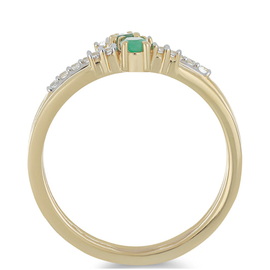 Pozlátené Strieborné Sada s Brazílskym Smaragdom a Bielym Topásom ( Prsteň )