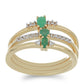 Pozlátené Strieborné Sada s Brazílskym Smaragdom a Bielym Topásom ( Prsteň )