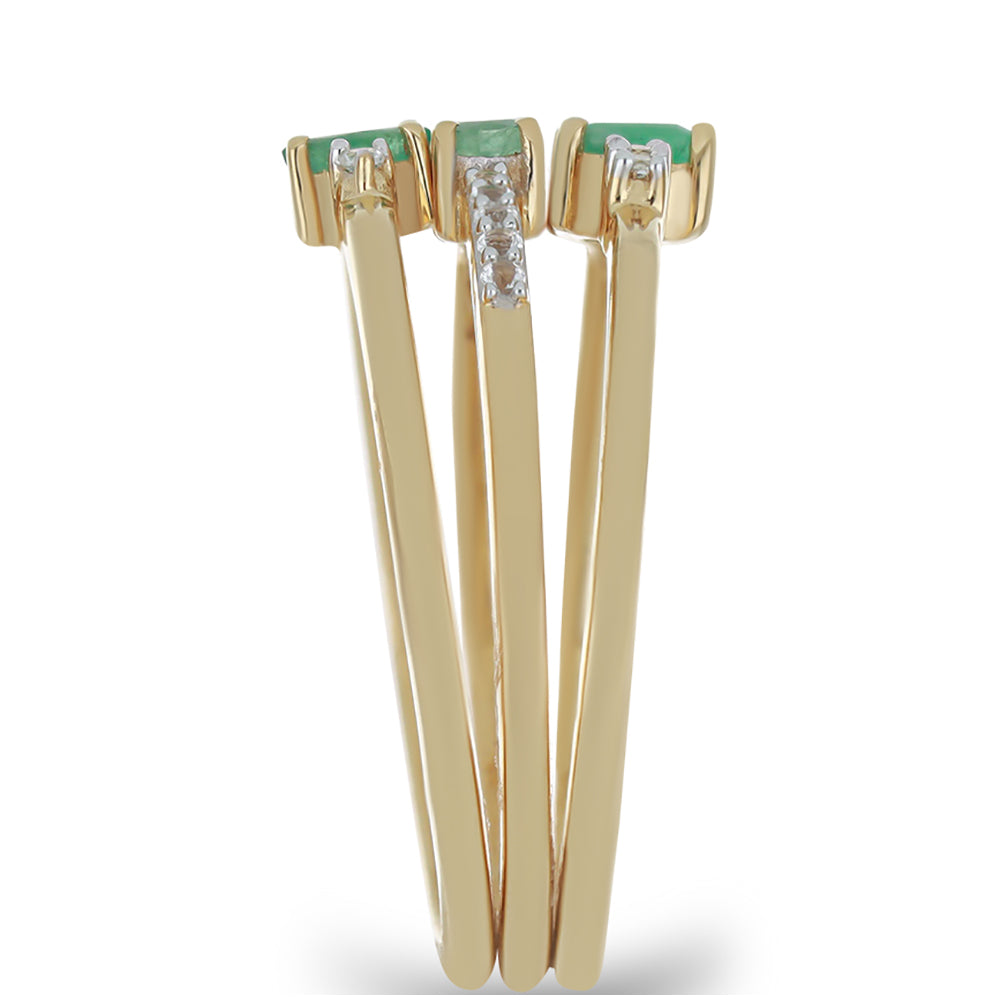 Pozlátené Strieborné Sada s Brazílskym Smaragdom a Bielym Topásom ( Prsteň )