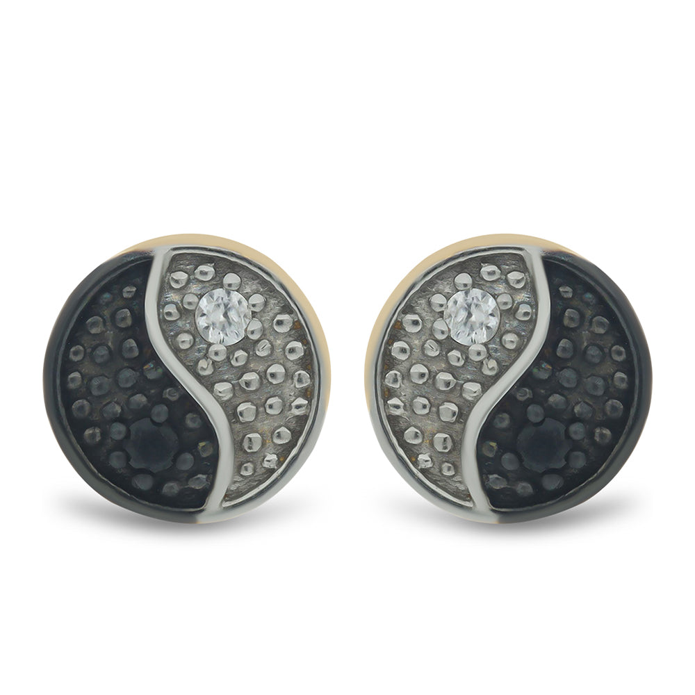 Pozlátené Strieborné Náušnice s Čiernym Spinelom a Bielym Topásom 1 