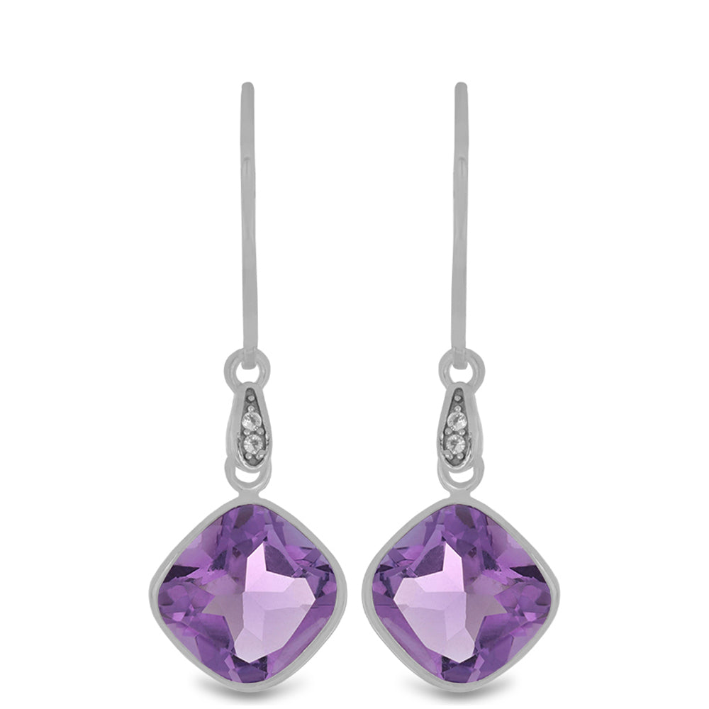 Strieborné Náušnice s Ametystom z Vera Cruz a Bielym Topásom 1 