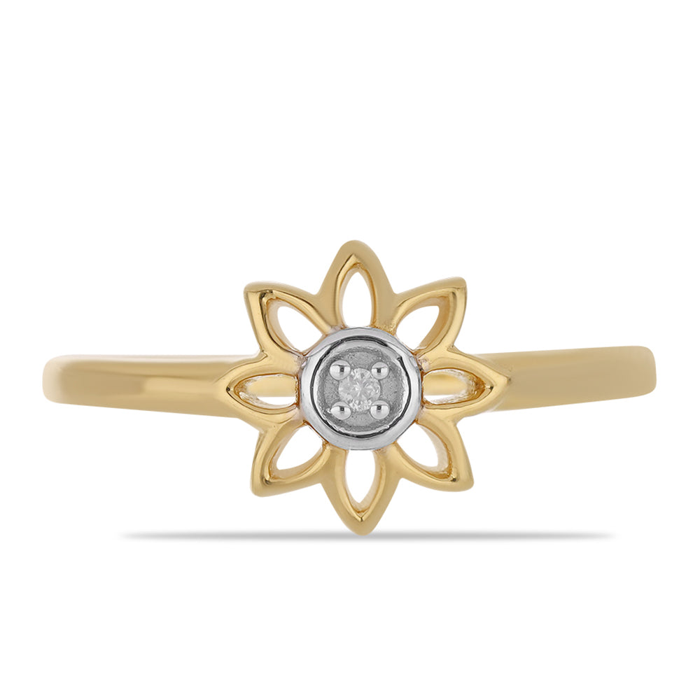 Pozlátený Strieborný Prsteň s Bielym Diamantom