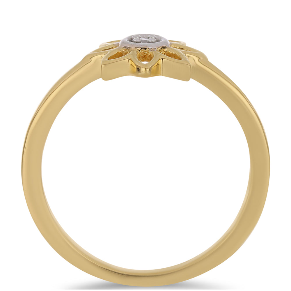 Pozlátený Strieborný Prsteň s Bielym Diamantom