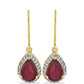 Pozlátené Strieborné Náušnice s Madagaskarským Rubínom a Bielym Topásom
