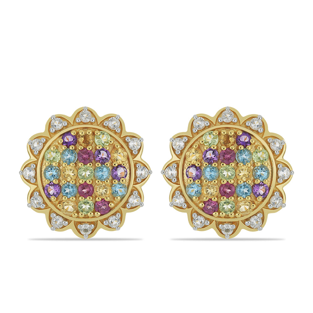 Pozlátené Strieborné Náušnice s Rhodolitovým Granátom z Minas Moatize a Uralským Citrínom 1 