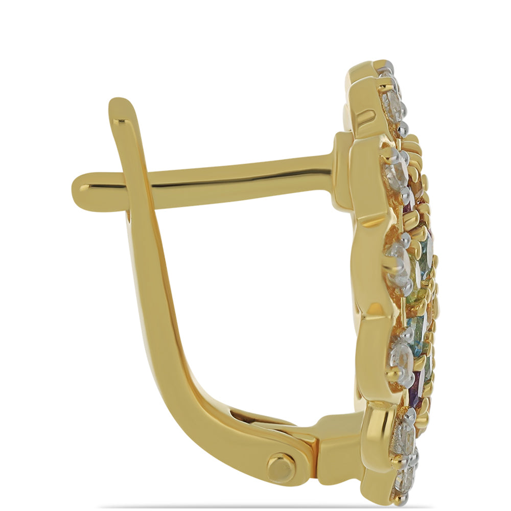 Pozlátené Strieborné Náušnice s Rhodolitovým Granátom z Minas Moatize a Uralským Citrínom 2 