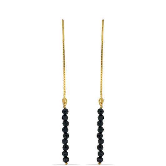 Pozlátené Strieborné Náušnice s Čiernym Spinelom