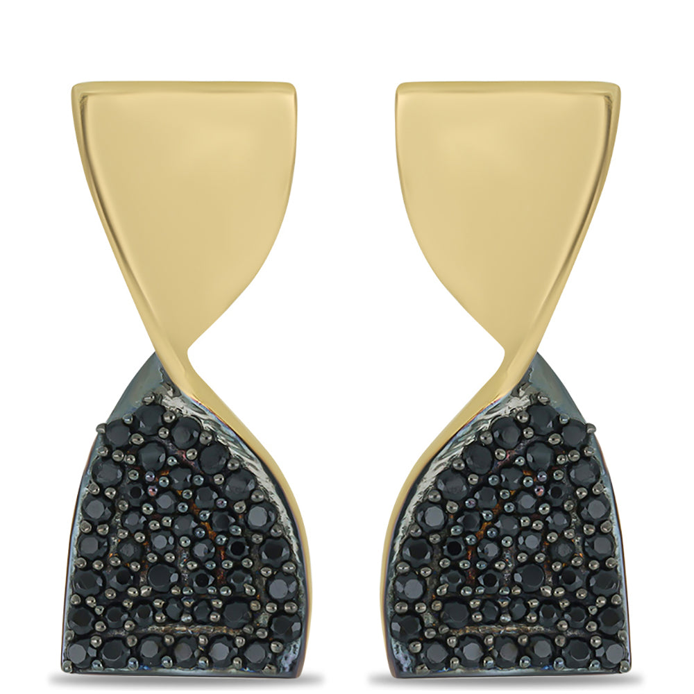 Pozlátené Strieborné Náušnice s Čiernym Spinelom 1 