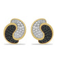 Pozlátené Strieborné Náušnice s Čiernym Spinelom a Bielym Topásom