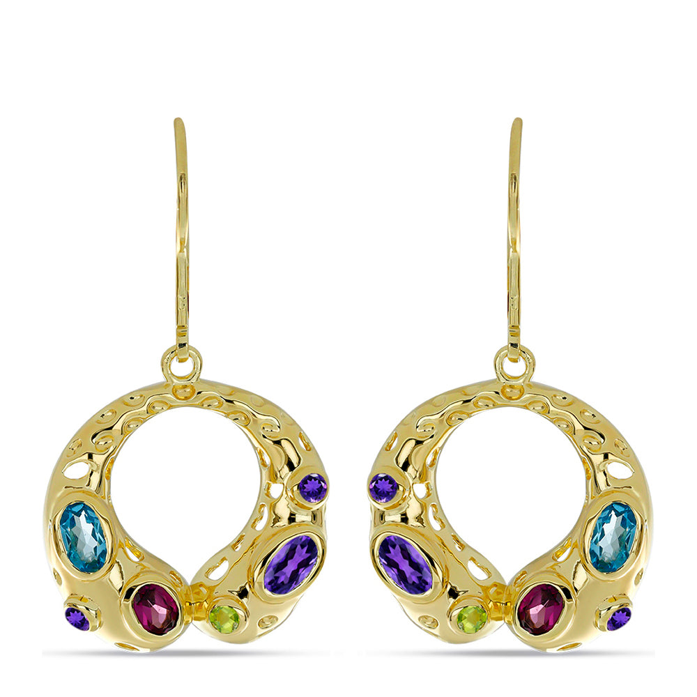 Pozlátené Strieborné Náušnice s Marockým Ametystom a Changbaiskym Olivínom 1 