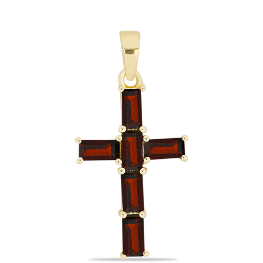 Kríž Pozlátený Strieborný Prívesok s Bartonským Granátom