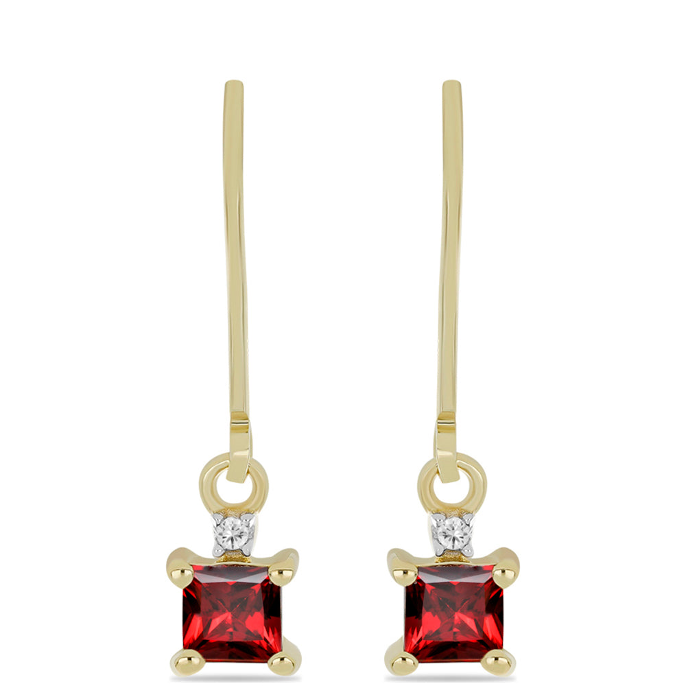 Pozlátené Strieborné Náušnice s Bartonským Granátom a Bielym Topásom