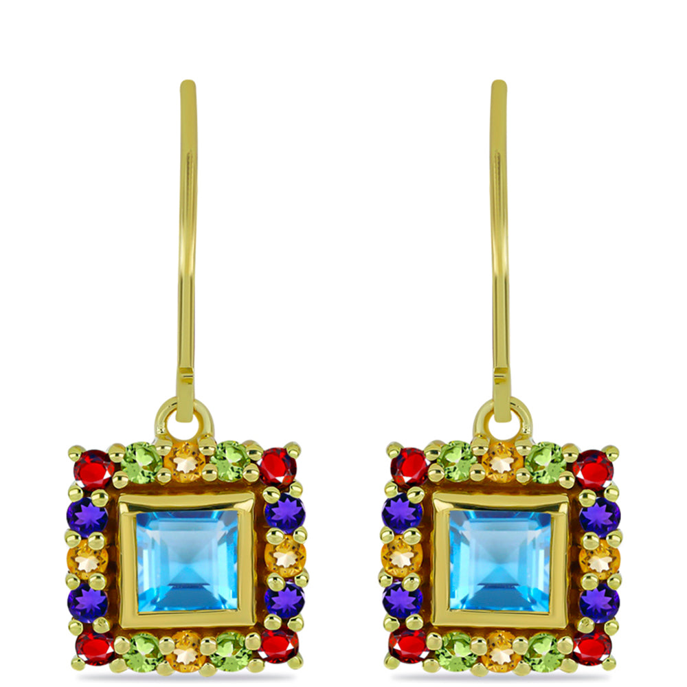 Pozlátené Strieborné Náušnice s Marockým Ametystom a Uralským Citrínom