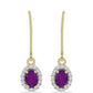 Pozlátené Strieborné Náušnice s Fialovým Achátom a Bielym Topásom