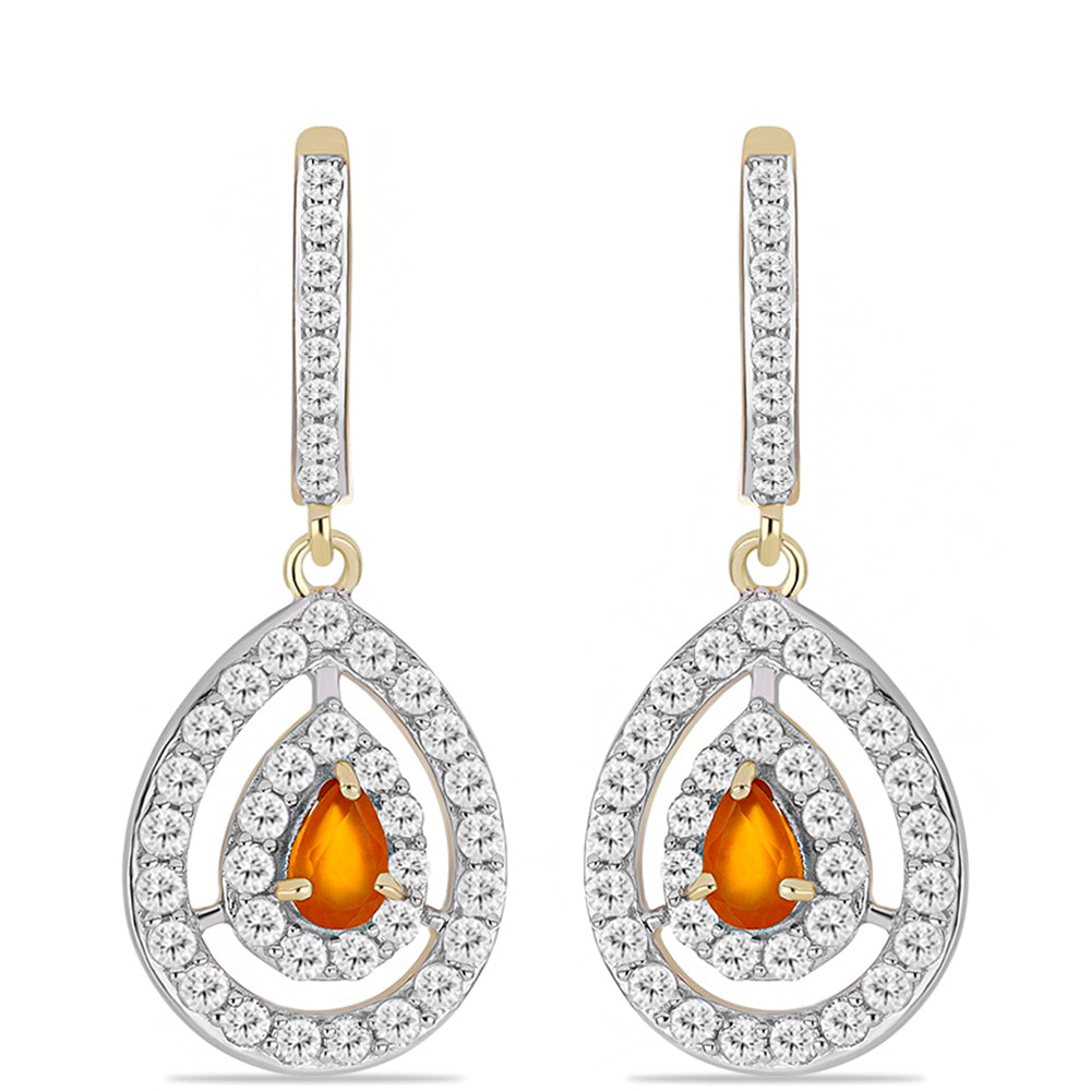 Pozlátené Strieborné Náušnice s Karneolom a Bielym Topásom 1 