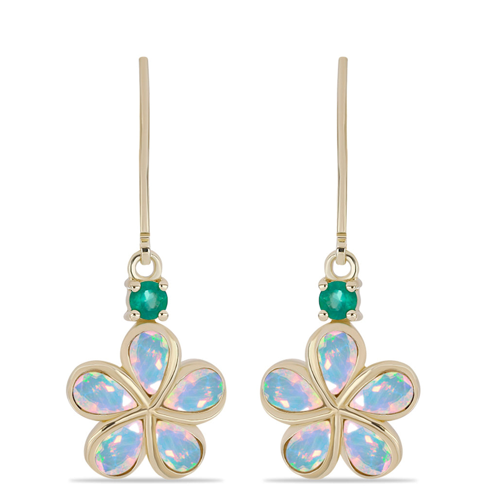 Pozlátené Strieborné Náušnice s so Zeleným Achátom a Etiópskym Opálom z Lega Dembi 1 