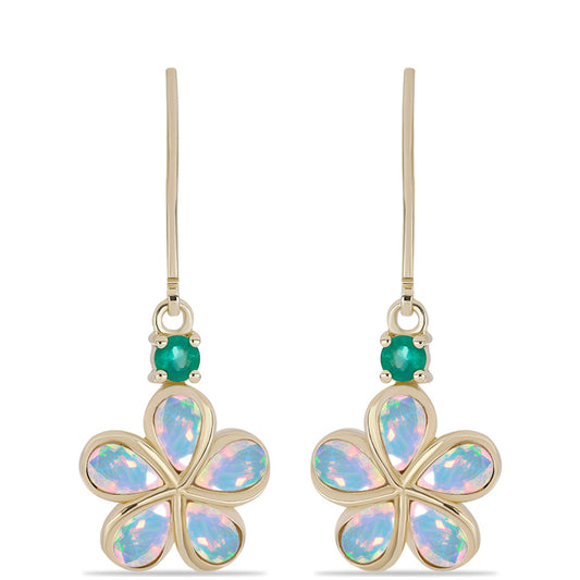 Pozlátené Strieborné Náušnice s so Zeleným Achátom a Etiópskym Opálom z Lega Dembi