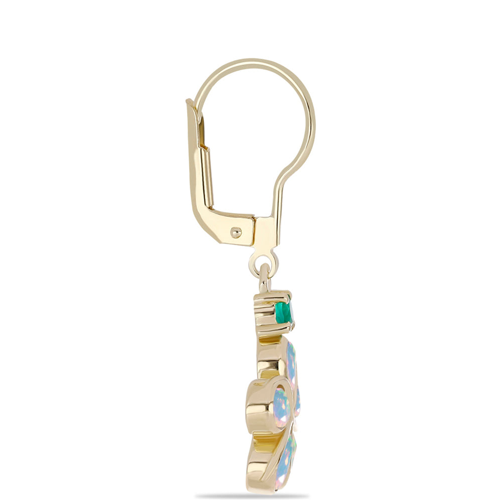 Pozlátené Strieborné Náušnice s so Zeleným Achátom a Etiópskym Opálom z Lega Dembi 2 