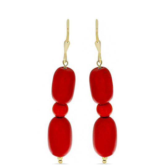 Pozlátené Strieborné Náušnice s Červeným Korálom
