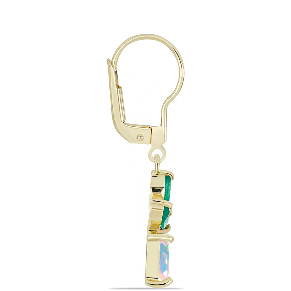 Pozlátené Strieborné Náušnice s so Zeleným Achátom a Etiópskym Opálom z Lega Dembi 2 