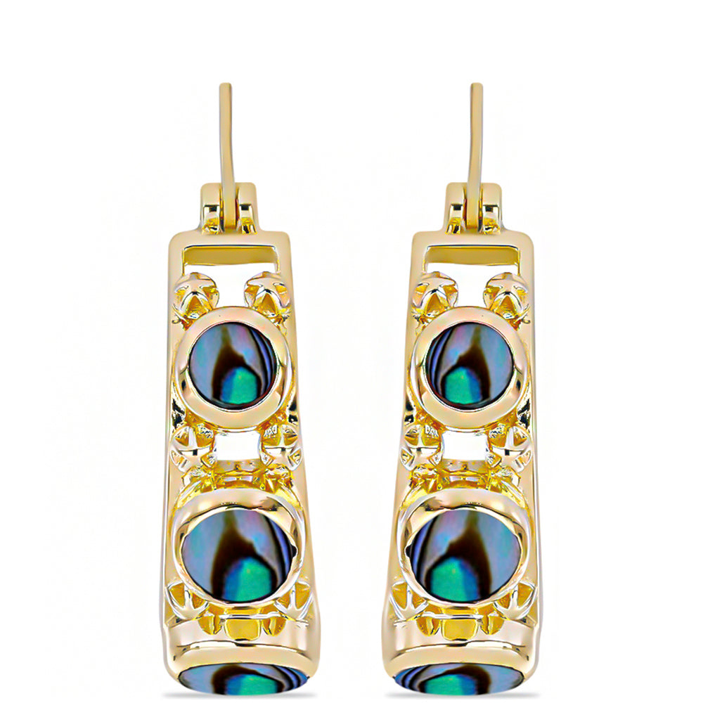 Pozlátené Strieborné Náušnice s Čiernou Perleťou