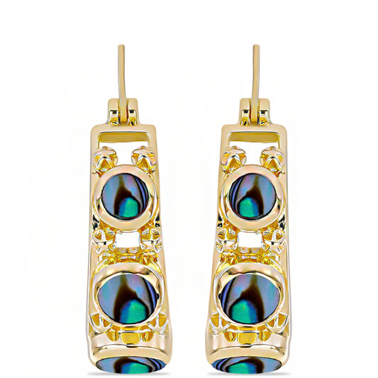 Pozlátené Strieborné Náušnice s Čiernou Perleťou