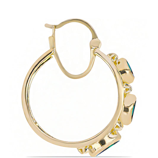 Pozlátené Strieborné Náušnice s Čiernou Perleťou