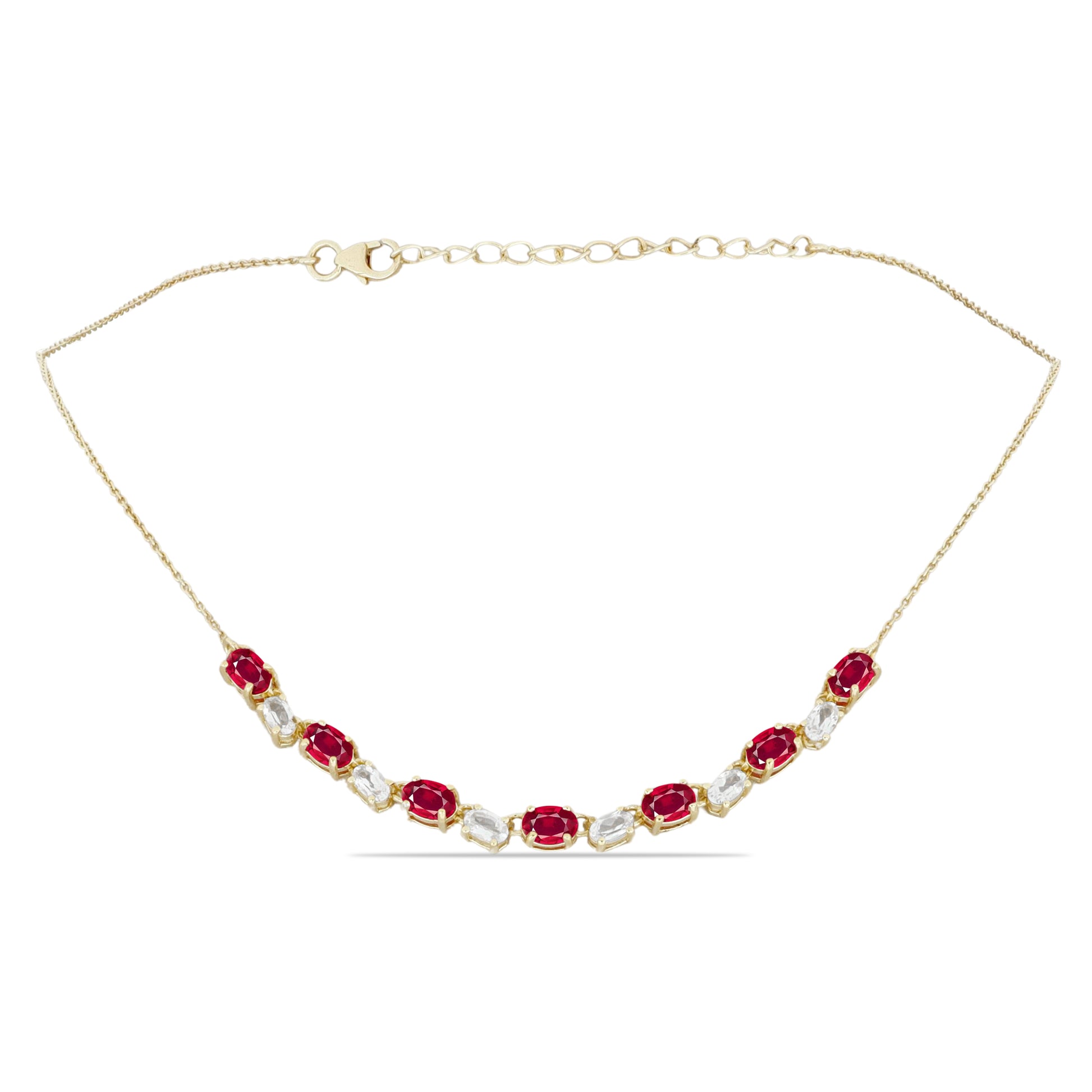 Pozlátený Strieborný Náhrdelník s Madagaskarským Rubínom a Bielym Topásom 1 