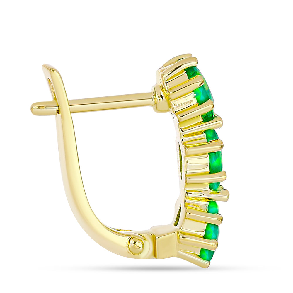 Pozlátené Strieborné Náušnice s so Zeleným Etiópskym Opálom z Lega Dembi 2 