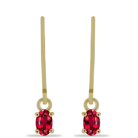 Pozlátené Strieborné Náušnice s Rubellitom z Cruzeira