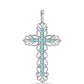 Kríž Strieborný Prívesok s Nebeským Modrým Apatitom a Bielym Topásom