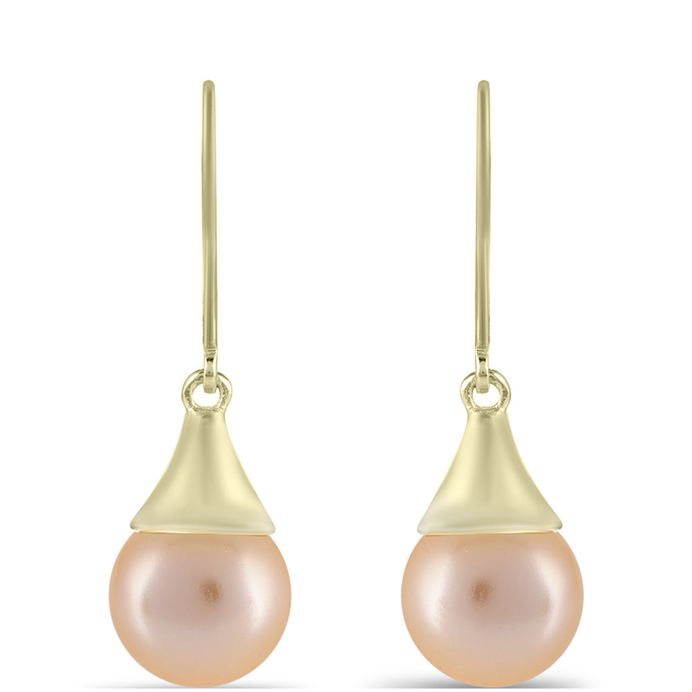 Pozlátené Strieborné Náušnice s so Zlatou Sladkovodnou Perlou 1 