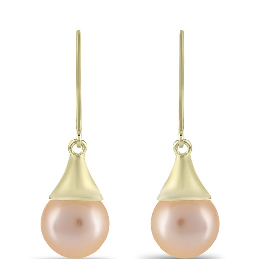 Pozlátené Strieborné Náušnice s so Zlatou Sladkovodnou Perlou