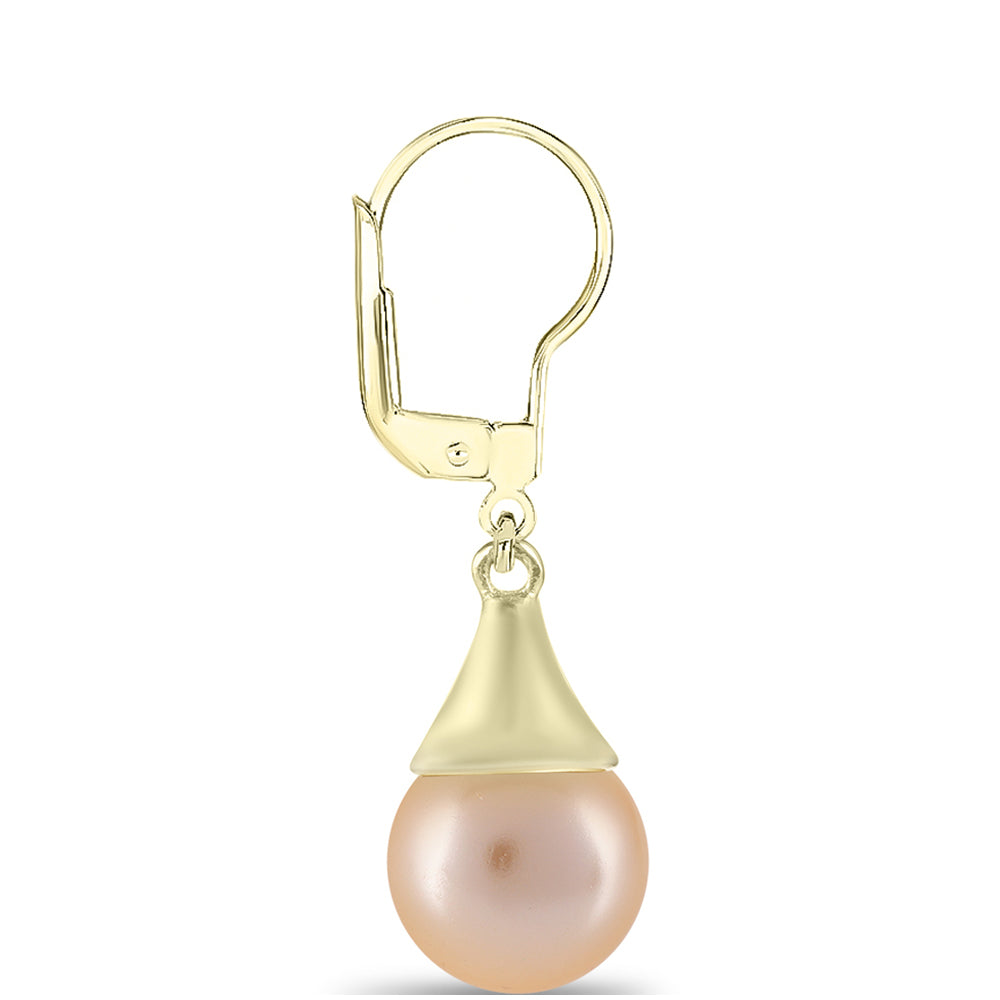 Pozlátené Strieborné Náušnice s so Zlatou Sladkovodnou Perlou 2 