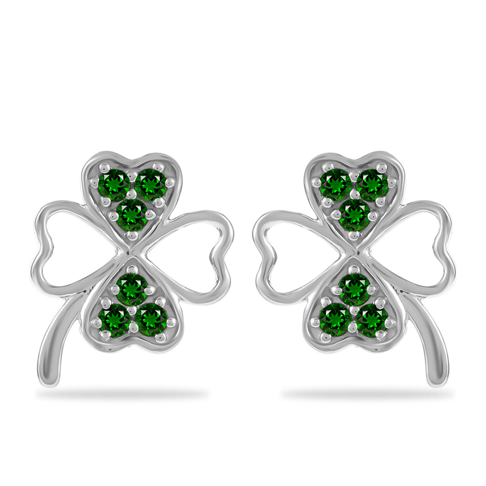 Strieborné Náušnice s Chrom Diopsidom