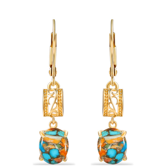 Pozlátené Strieborné Náušnice s Ustricovým Tyrkysom