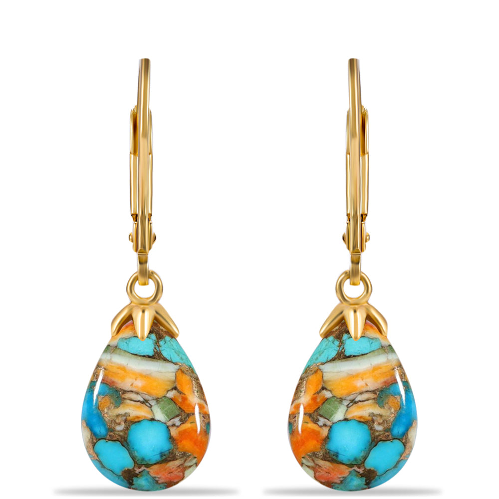 Pozlátené Strieborné Náušnice s Ustricovým Tyrkysom