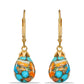 Pozlátené Strieborné Náušnice s Ustricovým Tyrkysom