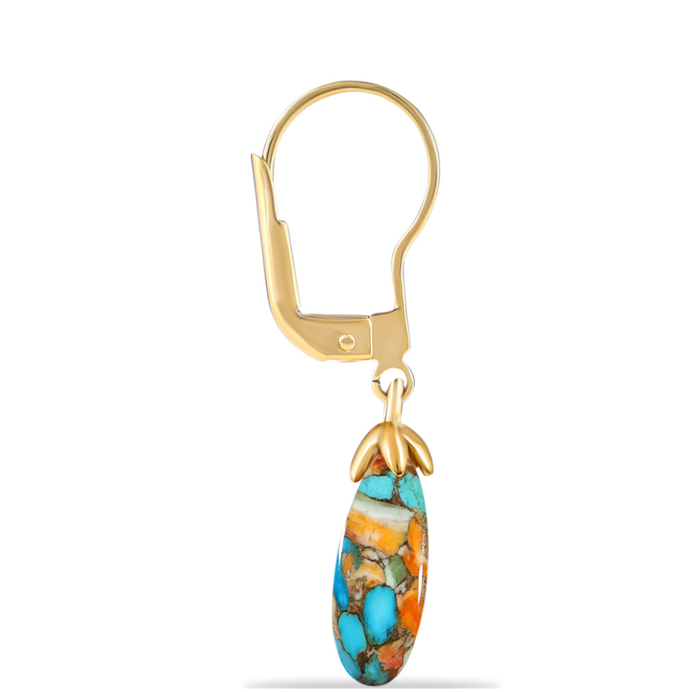 Pozlátené Strieborné Náušnice s Ustricovým Tyrkysom