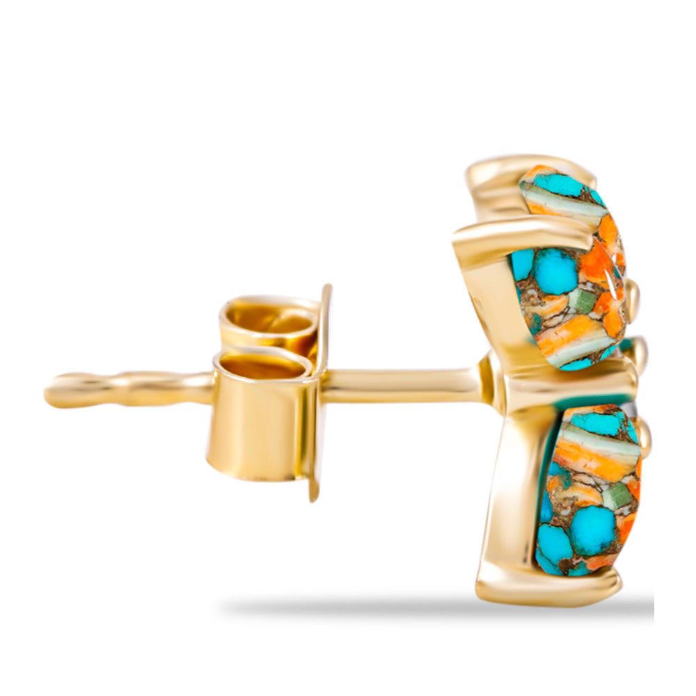 Pozlátené Strieborné Náušnice s Ustricovým Tyrkysom a Bielym Topásom 2 