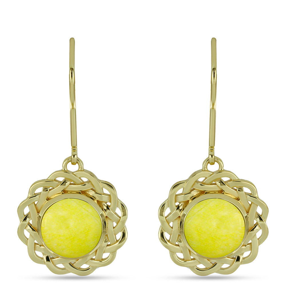 Pozlátené Strieborné Náušnice s so Žltým Serpentinom 1 