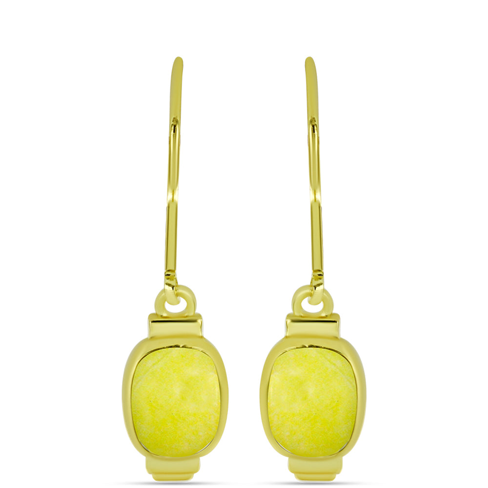 Pozlátené Strieborné Náušnice s so Žltým Serpentinom 1 