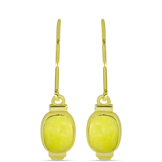 Pozlátené Strieborné Náušnice s so Žltým Serpentinom