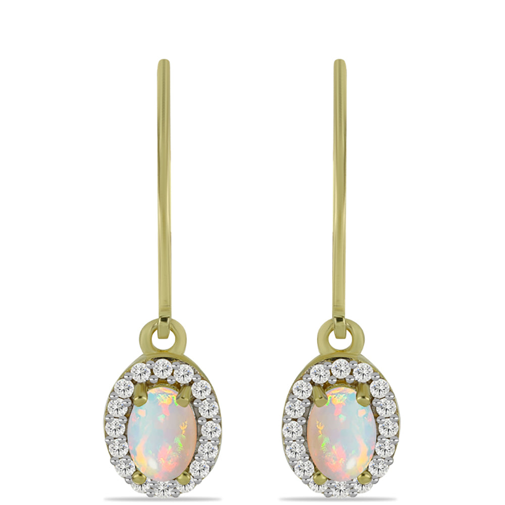 Pozlátené Strieborné Náušnice s Welo opálom a Bielym Topásom 1 