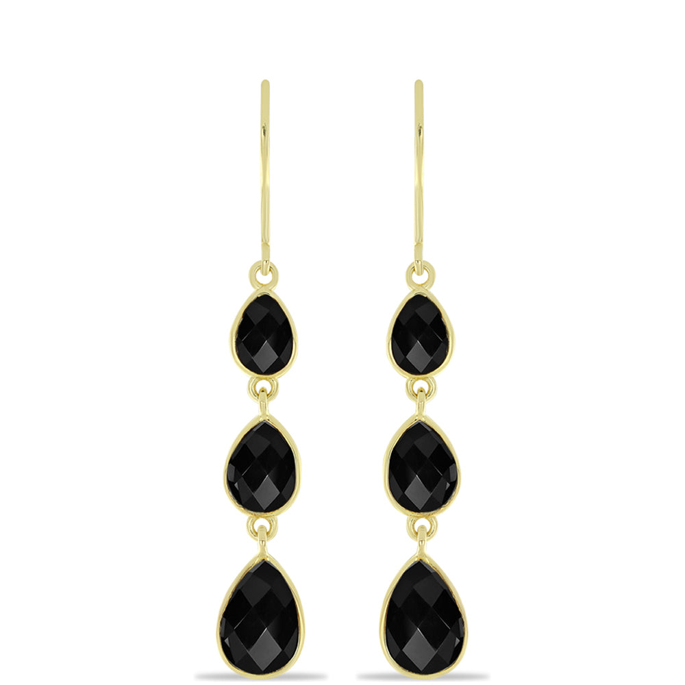 Pozlátené Strieborné Náušnice s Čiernym Ónyxom